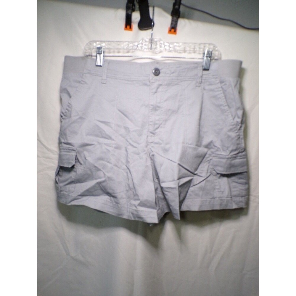 Lee Women's Cargo Shorts Light Gray Size 16 Cotton Blend Flat Front Cargo